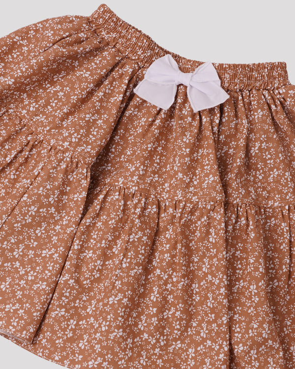 Fusta maro evazata cu flori